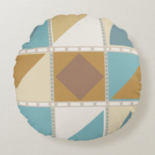 Seaside Geometry Round Pillow