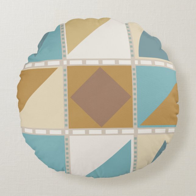 Seaside Geometry Round Pillow (Front)