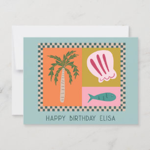 Seaside HAPPY BIRTHDAY Modern Cute CUSTOM Name Postcard