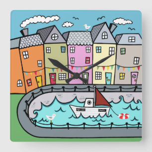 Seaside Harbour Acrylic Wall Clock