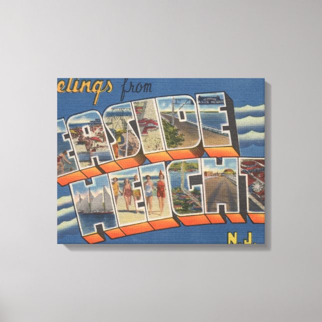 Seaside Heights, New Jersey - Large Letter Scene Canvas Print (Front)