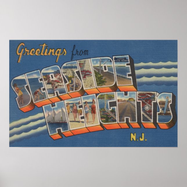 Seaside Heights, New Jersey - Large Letter Scene Poster (Front)
