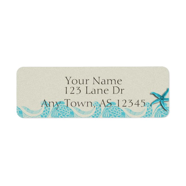 Seaside in Sand and Aqua Return Address (Front)