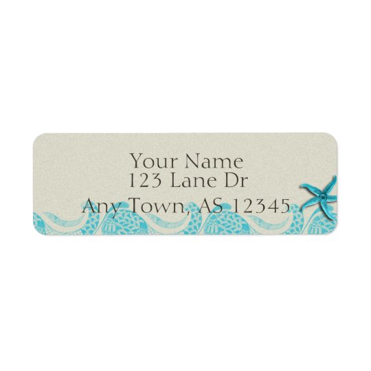 Seaside in Sand and Aqua Return Address Return Address Label