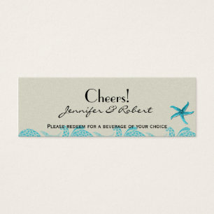 Seaside in Sand and Aqua Wedding Drink Tickets
