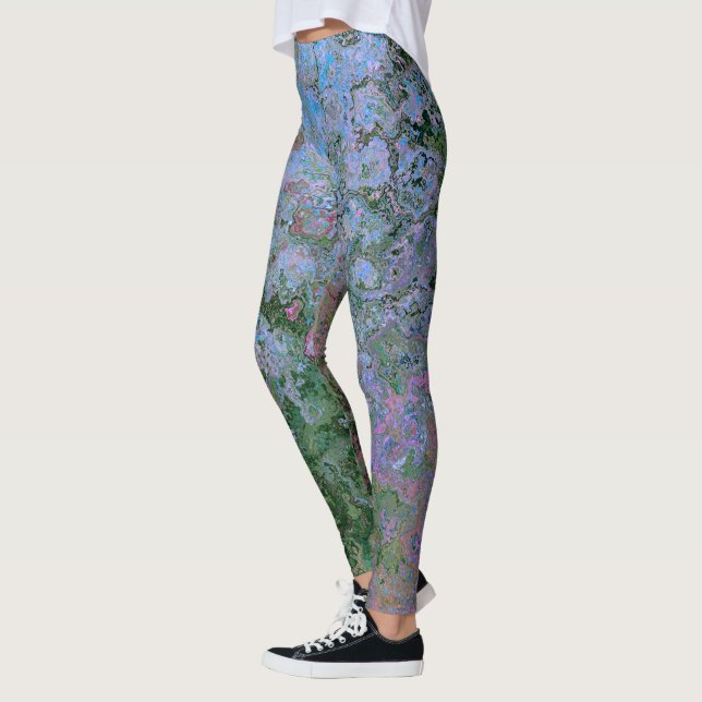 Seaside Inspired Alcohol Ink Abstract Leggings (Left)