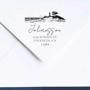 Seaside Landscape Elegant Return Address Rubber Stamp