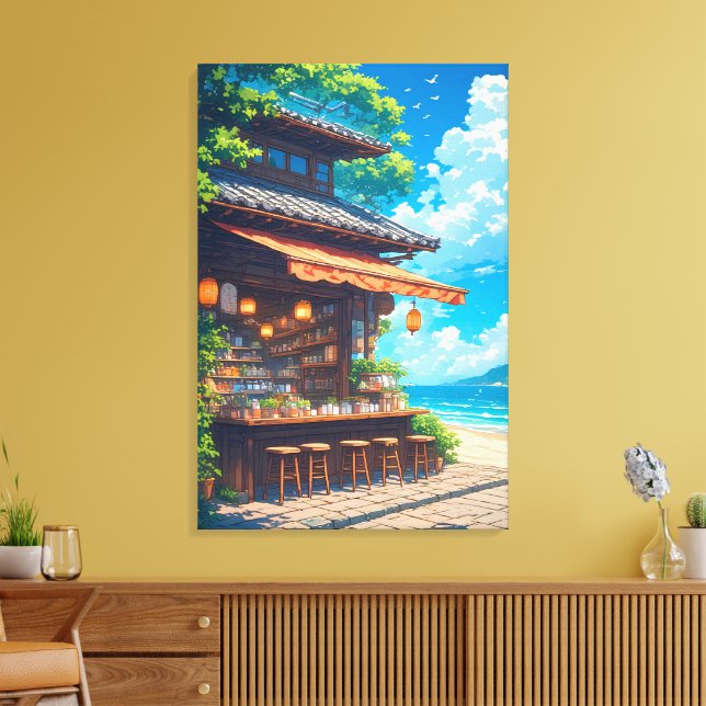 Seaside Lantern Tea House Canvas Print (Insitu(LivingRoom))