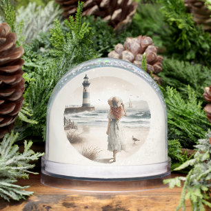Seaside Lighthouse Stroll Snowglobe