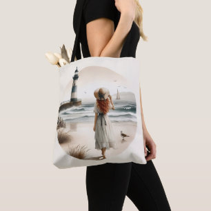 Seaside Lighthouse Stroll Tote Bag