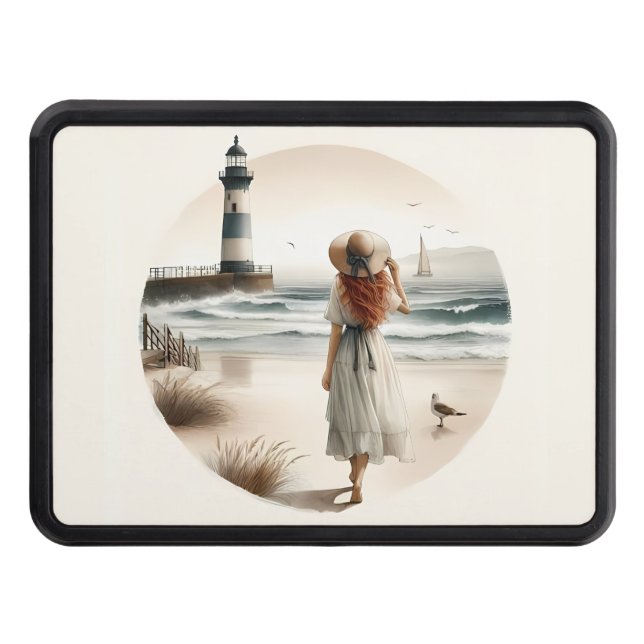 Seaside Lighthouse Stroll Trailer Hitch Cover (Front)