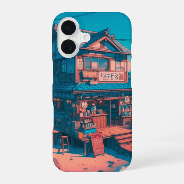 Seaside Lofi Dreams iPhone 16 Case (Back)