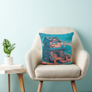 Seaside Lofi Dreams Throw Pillow