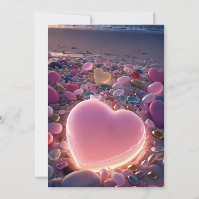 Seaside Love: Radiant Heart Beach Wedding Invitati Invitation (Front)