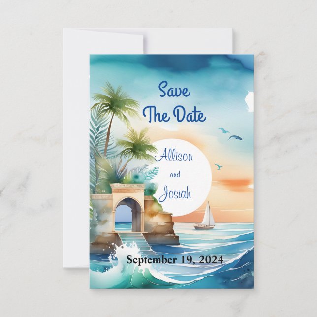 Seaside Love: Summer Beach Wedding Save the Date (Devant)