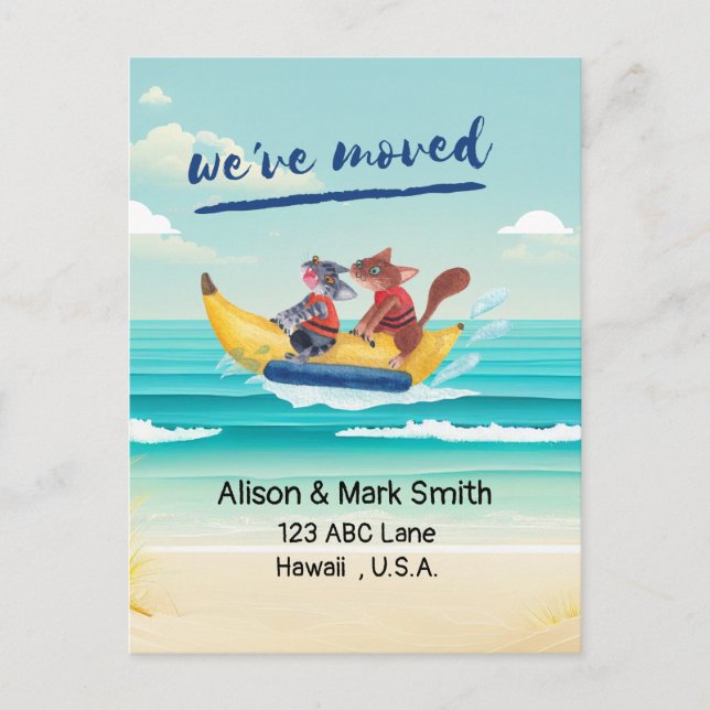 Seaside Lovers Moving Announcement New House  Postcard (Front)