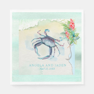Seaside Maryland Crab Coastal Wedding Napkin