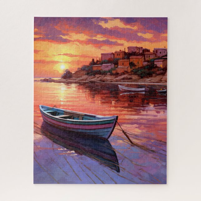 Seaside Mediterranean Fishing Village Jigsaw Puzzle (Vertical)