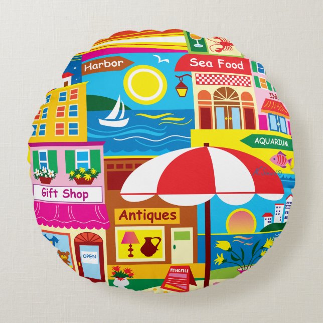 Seaside Memories Round Pillow (Front)
