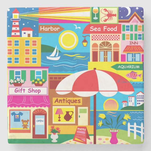Seaside Memories Stone Coaster (Front)