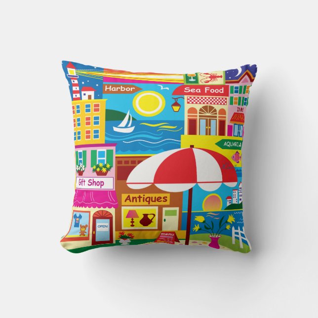 Seaside Memories Throw Pillow (Front)
