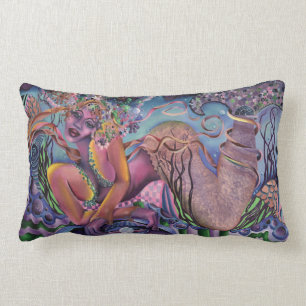 Seaside Mermaid Pillow, Soft Tones, Lumbar Pillow
