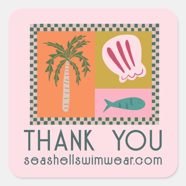 Seaside Modern THANK YOU FOR ORDER Cute CUSTOM Square Sticker (Front)