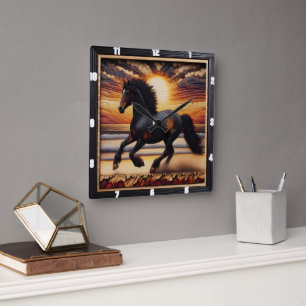 Seaside Morgan Pace: Textured Charred Design Square Wall Clock