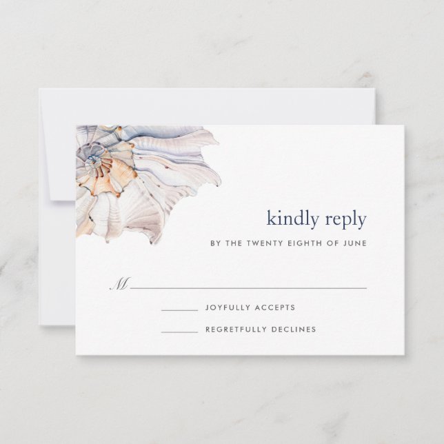 Seaside | Nautical Seashell RSVP Card (Front)