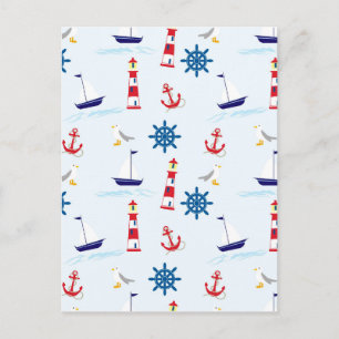 Seaside nautical themed pattern seamless wallpaper postcard