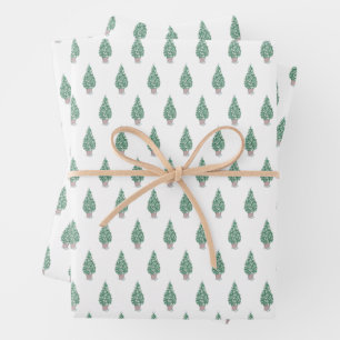 Seaside New England Christmas Tree Wrapping Paper Sheet