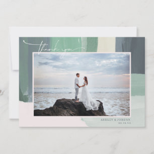 Seaside Ocean Glass   Wedding Photo Thank You Card