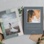 Seaside Ocean Glass | Wedding Photo Thank You Card<br><div class="desc">Elegant and simple wedding thank you template 2-sided card featuring a beautiful free-spirited script "thank you" that can be changed to any colour. Beautiful abstract paint brush strokes frame your full frame photo with additional photo and personalization on the back. Toes in the sand, waves crashing the shore, a warm...</div>