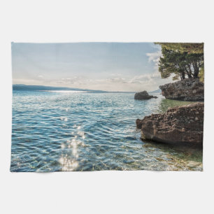 Seaside of Riviera Makarska in Croatia Kitchen Towel