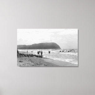 Seaside, Oregon Bathers and Tillimook Head Canvas Print