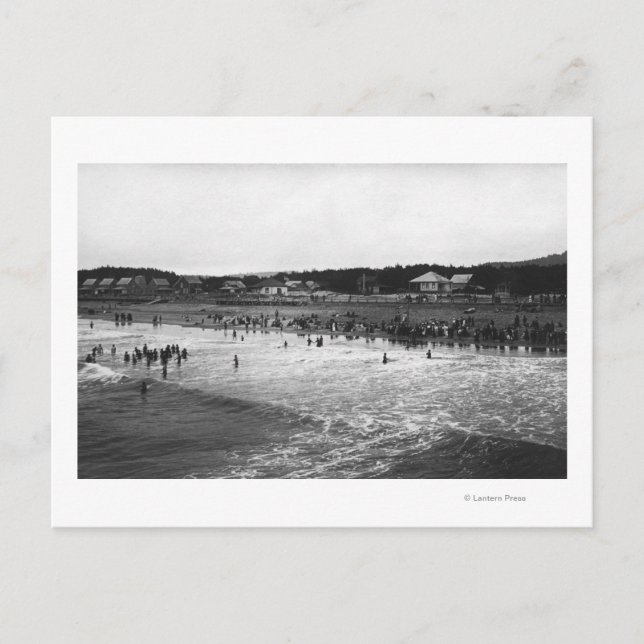 Seaside, Oregon Bathing Hour Beach Scene Postcard (Front)