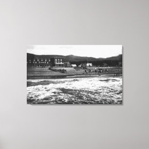 Seaside, Oregon Beach and Hotel Moore Photograph Canvas Print