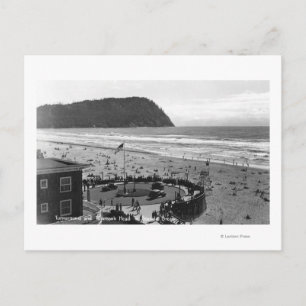 Seaside, Oregon Beach Scene from Air Photograph Postcard