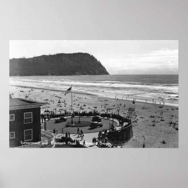 Seaside, Oregon Beach Scene from Air Photograph Poster (Front)