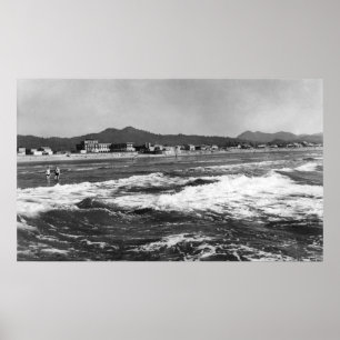 Seaside, Oregon Beach Scene from Water Photograp Poster