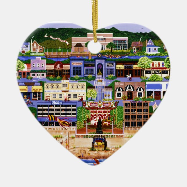 Seaside Oregon Ceramic Ornament (Front)