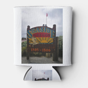 Seaside Oregon Lewis and Clark Sign on Prom Beach Can Cooler