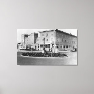 Seaside, Oregon View of Hotel Seaside Photograph Canvas Print