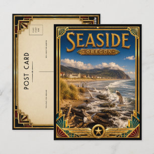 Seaside Oregon Vintage Art Deco Golden Age Postcard