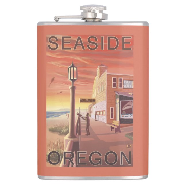 Seaside, OregonAquarium View Hip Flask (Front)