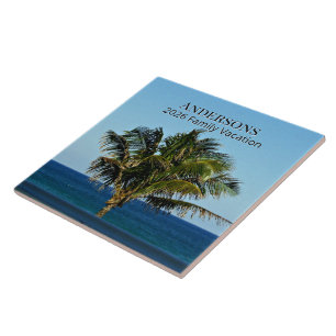 Seaside Palm Moment Family Name & Trip Year Tile