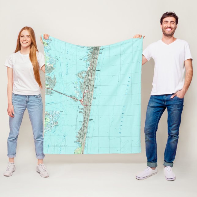 Seaside Park & NJ Shore Map (1989) Fleece Blanket (In Situ)