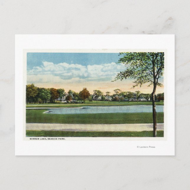 Seaside Park View of Mirror Lake Postcard (Front)
