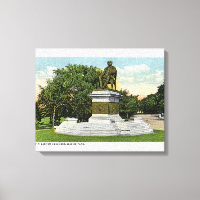 Seaside Park View of the P T Barnum Monument Canvas Print (Front)