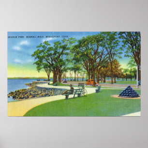 Seaside Park View of the Seawall Walk Poster